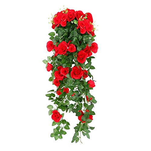 NIBESSER Künstliche Rose Rosenreben Kunstblumen Efeugirlande Hängende Rebe mit Grünen Blättern für Hochzeit Party Garten Wanddekoration von NIBESSER