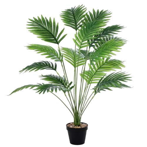NIBESSER Kunstpflanze im Topf Künstliche Palme 84cm Seidenblumen Pflanzen Dekopflanze Grünpflanze für Wohnzimmer Balkon Schlafzimmer Badezimmer, drinnen und draußen von NIBESSER