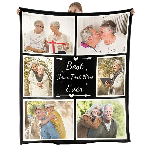 NIBESSER Personalisierte Decke Mit Foto Super Weich Kuscheldecke mit Eigenem Foto und Text, für Geburtstag Weihnachten Hochzeit Jahrestag Geschenk von NIBESSER