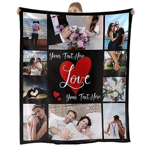 NIBESSER Personalisierte Decke Mit Foto Super Weich Kuscheldecke mit Eigenem Foto und Text, für Geburtstag Weihnachten Hochzeit Jahrestag Geschenk von NIBESSER