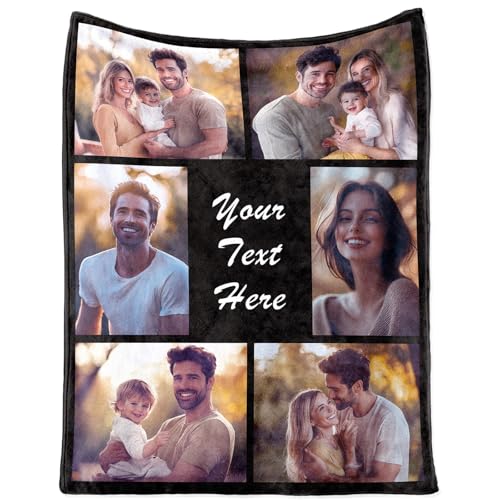 NIBESSER Personalisierte Decke Mit Foto Super Weich Kuscheldecke mit Eigenem Foto und Text, für Geburtstag Weihnachten Hochzeit Jahrestag Geschenk von NIBESSER