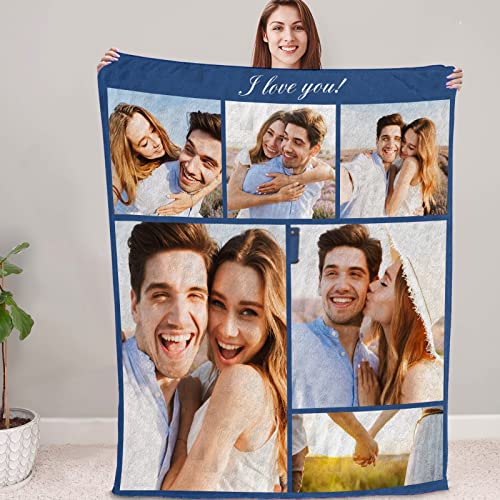 NIBESSER Personalisierte Decke Mit Foto Text Super Weich Personalisierte Fotodecke Personalisierte kuscheldecke Collage, für Geburtstag Weihnachten Hochzeit Jahrestag Geschenk von NIBESSER