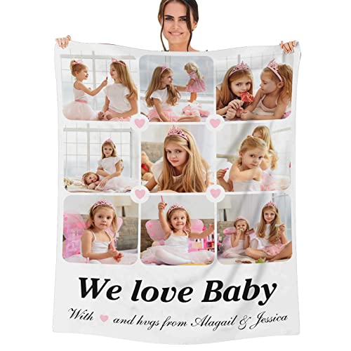 NIBESSER Personalisierte Decke Mit Foto Text Super Weich Personalisierte Fotodecke Personalisierte kuscheldecke Collage, für Geburtstag Weihnachten Hochzeit Jahrestag Geschenk von NIBESSER