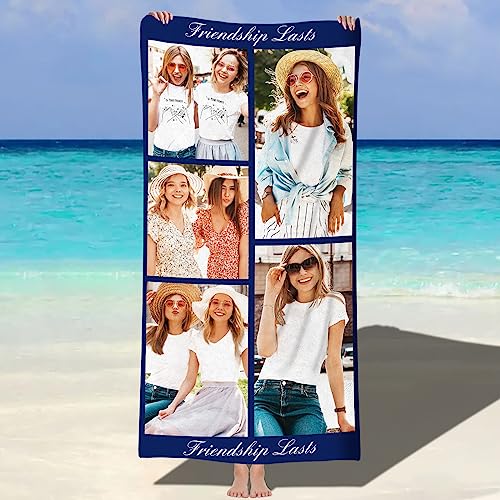 NIBESSER Personalisiertes Strandtuch mit Fotos 76x152cm Mikrofaser Strandtuch schnell trocknendes Badetuch Personalisierte Geschenke für den Strand, Reise, Sauna von NIBESSER