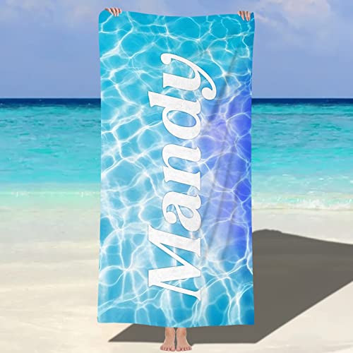 NIBESSER Personalisiertes Strandtuch mit Namen 76x152cm Mikrofaser Strandtuch schnell trocknendes Badetuch Personalisierte Geschenke für den Strand, Reise, Sauna von NIBESSER