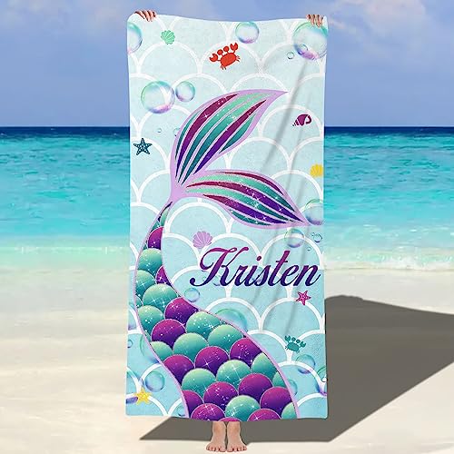 NIBESSER Personalisiertes Strandtuch mit Namen 76x152cm Mikrofaser Strandtuch schnell trocknendes Badetuch Personalisierte Geschenke für den Strand, Reise, Sauna von NIBESSER