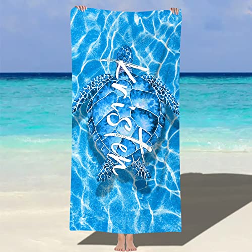 NIBESSER Personalisiertes Strandtuch mit Namen 76x152cm Mikrofaser Strandtuch schnell trocknendes Badetuch Personalisierte Geschenke für den Strand, Reise, Sauna von NIBESSER