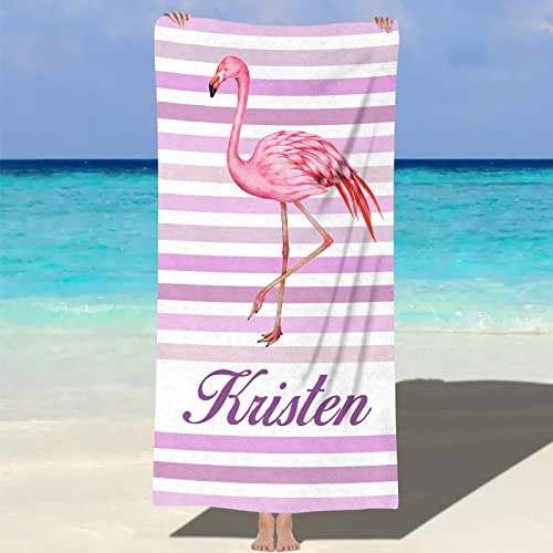 NIBESSER Strandtuch mit Namen 76x152cm Personalisiertes Badetuch schnell trocknendes Mikrofaser Strandtuch Personalisierte Geschenke für den Strand, Reise, Sauna von NIBESSER