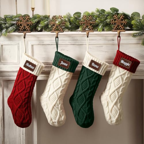 Weihnachtsstrumpf Personalisiert 4er Set Nikolausstrumpf mit Benutzerdefinierte Namen 18” Großer gestrickter Weihnachtsstrumpf Christmas Stockings für Feiertags, Familienparty, Dekoration Weihnachtsstrumpf Personalisiert 4er Set Nikolausstrumpf mit Benutzerdefinierte Namen 18” Großer gestrickter Weihnachtsstrumpf Christmas Stockings für Feiertags, Familienparty, Dekoration von NIBESSER