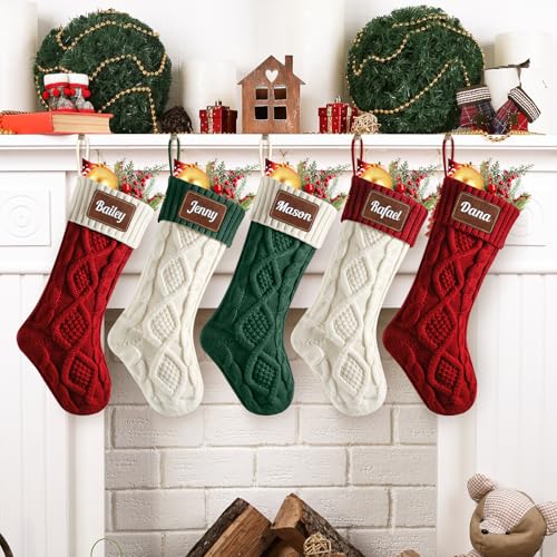 Weihnachtsstrumpf Personalisiert 5er Set Nikolausstrumpf mit Benutzerdefinierte Namen 18” Großer gestrickter Weihnachtsstrumpf Christmas Stockings für Feiertags, Familienparty, Dekoration Weihnachtsstrumpf Personalisiert 5er Set Nikolausstrumpf mit Benutzerdefinierte Namen 18” Großer gestrickter Weihnachtsstrumpf Christmas Stockings für Feiertags, Familienparty, Dekoration von NIBESSER