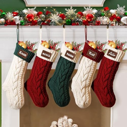 Weihnachtsstrumpf Personalisiert 5er Set Nikolausstrumpf mit Benutzerdefinierte Namen 18” Großer gestrickter Weihnachtsstrumpf Christmas Stockings für Feiertags, Familienparty, Dekoration Weihnachtsstrumpf Personalisiert 5er Set Nikolausstrumpf mit Benutzerdefinierte Namen 18” Großer gestrickter Weihnachtsstrumpf Christmas Stockings für Feiertags, Familienparty, Dekoration von NIBESSER