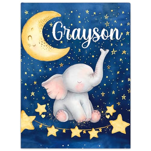 Personalisierte Babydecke mit Namen oder Wunschtext Kuscheldecke Flauschige Personalisierte Baby Geschenke Geburt Kinderdecke Namensdecke Tier Elefant Panda Besticktes Geschenk für Mädchen und Junge von NIBESSER