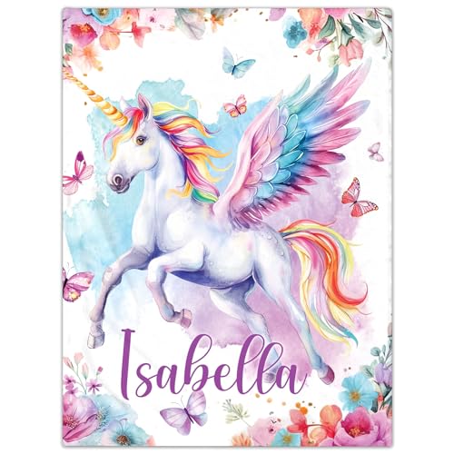 Personalisierte Babydecke mit Namen oder Wunschtext Kuscheldecke Flauschige Personalisierte Baby Geschenke Geburt Kinderdecke Namensdecke Tier Elefant Panda Besticktes Geschenk für Mädchen und Junge von NIBESSER