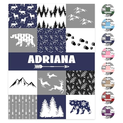 Personalisierte Babydecke mit Namen oder Wunschtext Kuscheldecke Flauschige Personalisierte Baby Geschenke Geburt Kinderdecke Namensdecke Tier Elefant Panda Besticktes Geschenk für Mädchen und Junge von NIBESSER