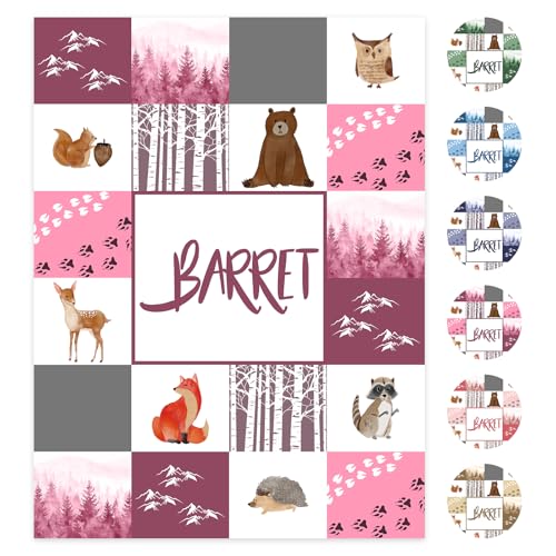 Personalisierte Babydecke mit Namen oder Wunschtext Kuscheldecke Flauschige Personalisierte Baby Geschenke Geburt Kinderdecke Namensdecke Tier Elefant Panda Besticktes Geschenk für Mädchen und Junge von NIBESSER