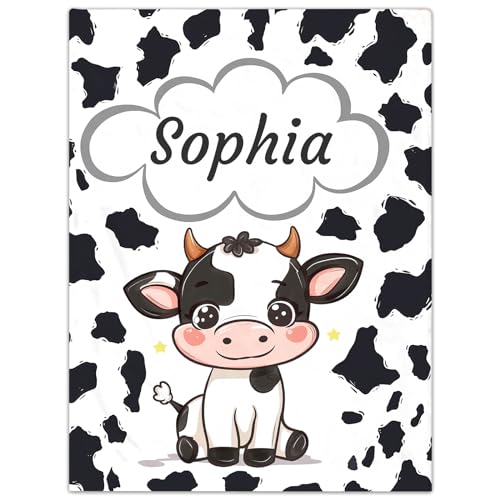 Personalisierte Babydecke mit Namen oder Wunschtext Kuscheldecke Flauschige Personalisierte Baby Geschenke Geburt Kinderdecke Namensdecke Tier Elefant Panda Besticktes Geschenk für Mädchen und Junge von NIBESSER