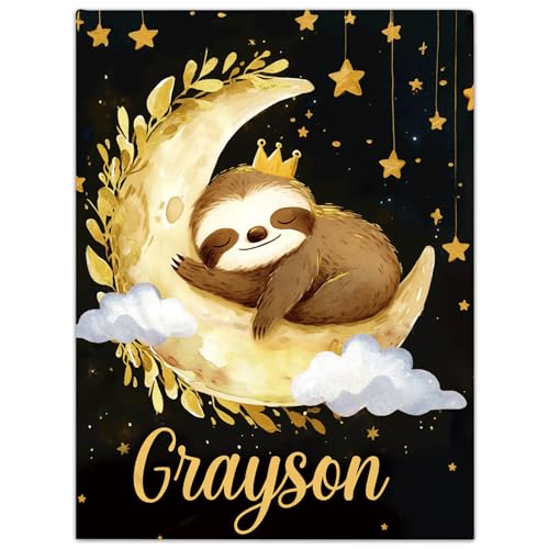 Personalisierte Babydecke mit Namen oder Wunschtext Kuscheldecke Flauschige Personalisierte Baby Geschenke Geburt Kinderdecke Namensdecke Tier Elefant Panda Besticktes Geschenk für Mädchen und Junge von NIBESSER