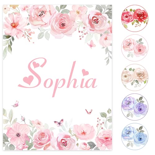 Personalisierte Babydecke mit Namen oder Wunschtext Kuscheldecke Flauschige Personalisierte Baby Geschenke Geburt Kinderdecke Namensdecke Tier Elefant Panda Besticktes Geschenk für Mädchen und Junge von NIBESSER