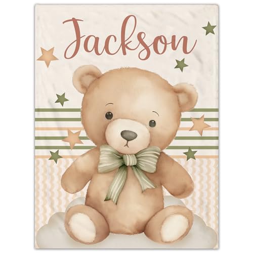 Personalisierte Babydecke mit Namen oder Wunschtext Kuscheldecke Flauschige Personalisierte Baby Geschenke Geburt Kinderdecke Namensdecke Tier Elefant Panda Besticktes Geschenk für Mädchen und Junge von NIBESSER
