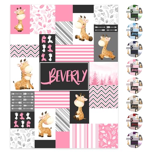 Personalisierte Babydecke mit Namen oder Wunschtext Kuscheldecke Flauschige Personalisierte Baby Geschenke Geburt Kinderdecke Namensdecke Tier Elefant Panda Besticktes Geschenk für Mädchen und Junge von NIBESSER