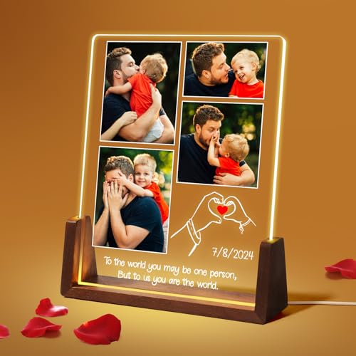 Vatertagsgeschenke für Papa - Led Bilderrahmen - Personalisiertes Foto-Geschenk von Baby & kindern - Papa Geschenk zum Vatertag, Acryl Glasbild mit Foto Geburtstag Vatertagsgeschenke für Papa - Led Bilderrahmen - Personalisiertes Foto-Geschenk von Baby & kindern - Papa Geschenk zum Vatertag, Acryl Glasbild mit Foto Geburtstag von NIBESSER