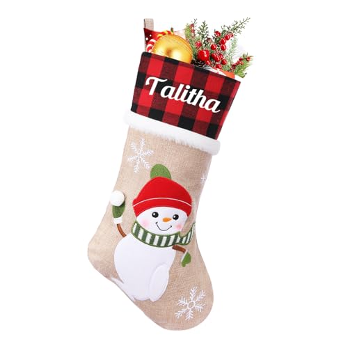 Weihnachtsstrumpf Personalisiert 46cm Nikolausstrumpf mit Benutzerdefinierte Namen Christmas Stockings für Feiertags, Familienparty, Dekoration von NIBESSER