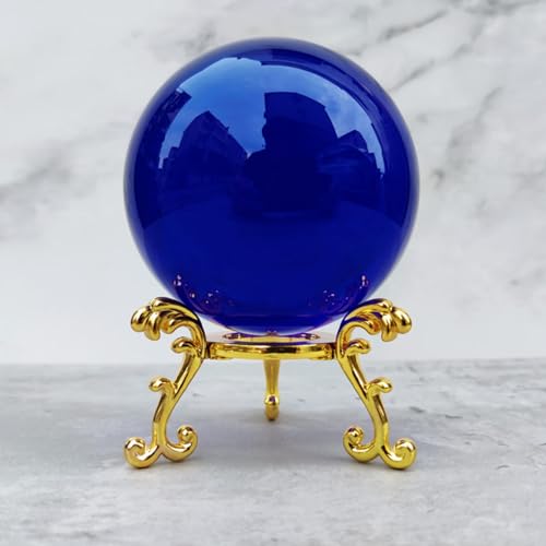 NIBHZ Mehrfarbige 80-mm-Kristallkugel aus Massivem Glas, Kugellinsenkugel, Kristallkugel mit Ständer, für Fotozubehör und Requisiten, Heilende Zauberkugel und Dekorative,royal blue-80mm von NIBHZ
