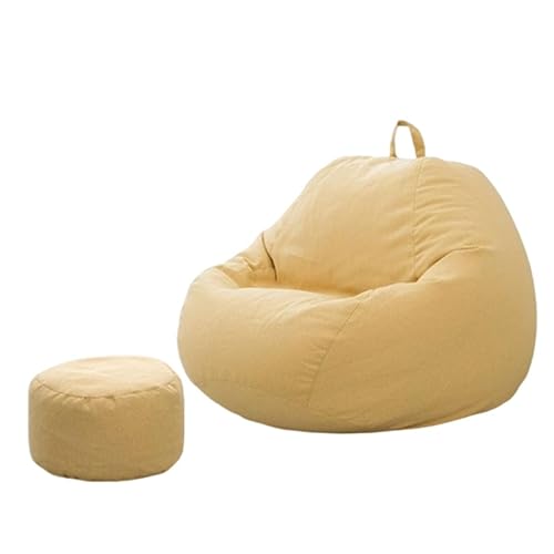 NIBHZ Sitzsack-Bezüge, Sitzsack-Bezug Ohne Füllung, Waschbarer Sitzsack-Bezug, Couch-Bezug für Faule Leute, für Erwachsene und Kinder, Sitzsack-Bezug,Light yellow-110X130CM von NIBHZ