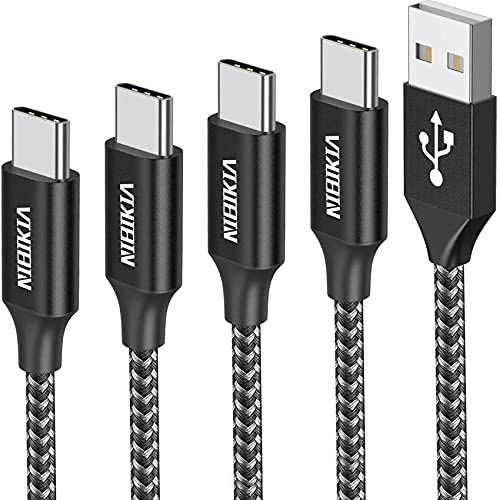 USB C Kabel, [4Stück 0.5M 1M 2M 3M] Nylon Ladekabel USB C Fast Charge Typ C Kabel Sync Schnellladekabel für Samsung Galaxy S22 S21 S20 S10 S9 S8 Plus, Note 10 9 8, A71 A53 A33 A20 usw von NIBIKIA