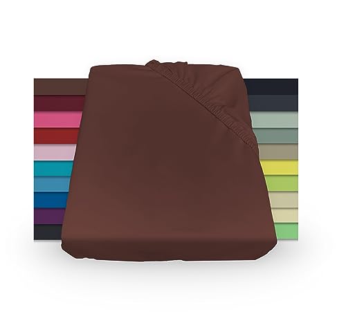 NIBLO Premium Jersey Spannbettlaken Spannbetttuch 120X200 Braun Laken 100% gekämmte Baumwolle Bettlaken für alle Matratzen bis 25cm Höhe Oeko-TEX® hochwertige Verarbeitung von NIBLO