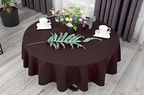 NIBLO Tischdecke Tischläufer Tischtuch Tischwäsche Tischdekoration Tafeltuch (Schokoladenbraun, Rund Tischdecke - Ø 120 cm) von NIBLO