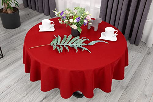 NIBLO Tischdecke Tischläufer Tischtuch Tischwäsche Tischdekoration Tafeltuch (Rot, Oval Tischdecke - 140 x 180 cm) von NIBLO