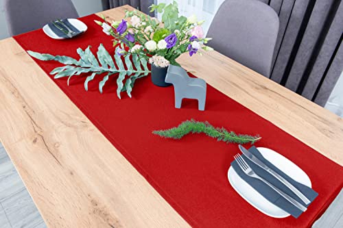 NIBLO Tischdecke Tischläufer Tischtuch Tischwäsche Tischdekoration Tafeltuch (Rot, Tischläufer - 40 x 120 cm) von NIBLO