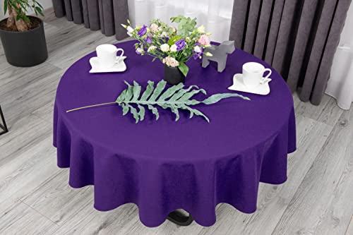 NIBLO Tischdecke Tischläufer Tischtuch Tischwäsche Tischdekoration Tafeltuch (Violett, Rund Tischdecke - Ø 140 cm) von NIBLO