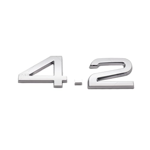 NIBOTT 3D ABS 2,4 3,6 4,2 Buchstaben Auto Hinten Stamm Heckklappe Tür Abzeichen Emblem Aufkleber Fit for Audi A4 A5 a6 A7 A8 Q3 Q5 Q7(4.2 Silver) von NIBOTT