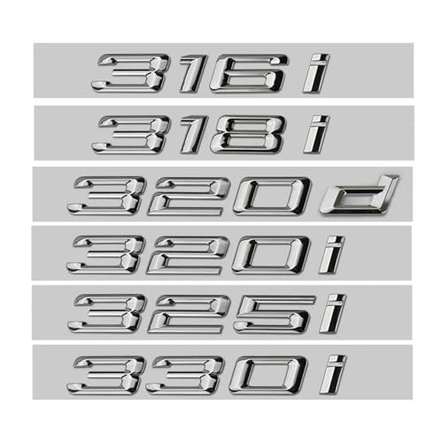 NIBOTT 3D ABS Auto Buchstaben Stamm Abzeichen 316i 318i 320i 325i 328i 330i 335i 330d 320d Emblem Logo Aufkleber Fit for BMW E46 F30 E90 Zubehör (Color : Chrome Silver, Size : 320d) von NIBOTT
