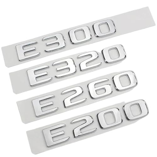 NIBOTT 3D ABS Chrom Auto Hinten Stamm Abzeichen Aufkleber Aufkleber Emblem E200 E260 E300 E320 Logo Fit for Mercedes E 200 260 300 320 W212 W213 W211 (Color : Chrome Silver, Size : E 220 d) von NIBOTT