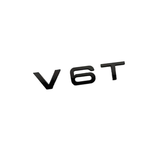 NIBOTT 3D ABS Chrom Schwarz V6T Logo Anzahl Buchstaben Auto V6 T Emblem Abzeichen Aufkleber Passend for Audi A6 C7 A4 4 S4 V6T Aufkleber Zubehör (Color : Glossy Black 1pc) von NIBOTT