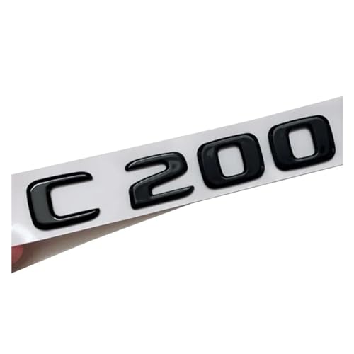 NIBOTT 3D ABS Schwarz Auto Hinten Stamm Abzeichen Buchstaben Aufkleber Logo C200 C260 C300 4MATIC Emblem Fit for Mercedes C 260 300 W205 W204 Zubehör (Color : C200) von NIBOTT
