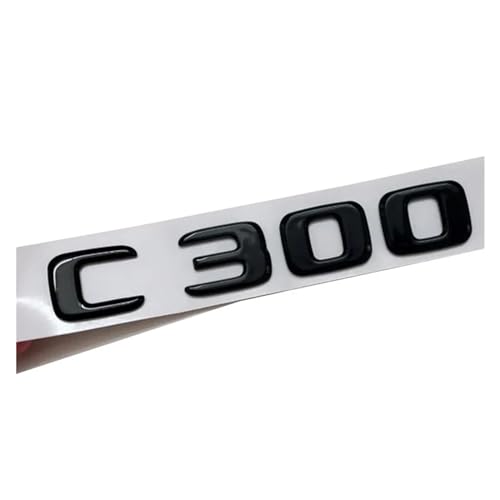 NIBOTT 3D ABS Schwarz Auto Hinten Stamm Abzeichen Buchstaben Aufkleber Logo C200 C260 C300 4MATIC Emblem Fit for Mercedes C 260 300 W205 W204 Zubehör (Color : C300) von NIBOTT