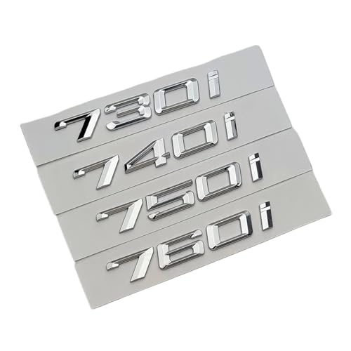 NIBOTT 3D ABS Schwarz Auto Stamm Buchstaben 730d 730i 740i 745i 750i 760i Logo Emblem Abzeichen Aufkleber Fit for BMW e38 E65 F01 F02 E66 Zubehör (Color : Chrome, Size : 730d-2008-2017) von NIBOTT