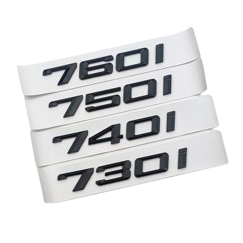 NIBOTT 3D ABS Schwarz Auto Stamm Buchstaben 730d 730i 740i 745i 750i 760i Logo Emblem Abzeichen Aufkleber Fit for BMW e38 E65 F01 F02 E66 Zubehör (Color : Glossy Black, Size : 745i-2008-2017) von NIBOTT