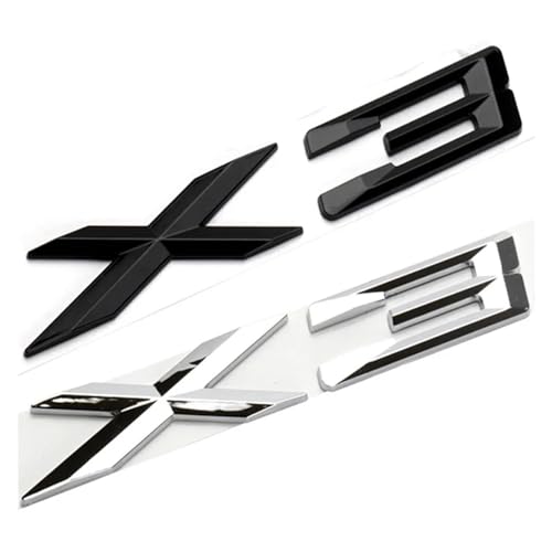 NIBOTT 3D ABS Schwarz Chrom Auto Buchstaben Hinten Stamm Abzeichen X3 Logo Fit for BMW X3 F25 Aufkleber Emblem X3 E83 f25 G01 Schriftzug Zubehör (Color : Chrome Silver, Size : 2009-2017) von NIBOTT