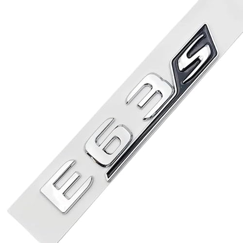 NIBOTT 3D ABS Schwarz Chrom Auto Hinten Stamm Abzeichen Aufkleber E63S Emblem Logo Aufkleber Passend for Mercedes E63S AMG W212 w213 Buchstaben Zubehör (Color : E63S Silver) von NIBOTT