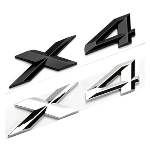 NIBOTT 3D ABS Schwarz Chrom Buchstaben for Auto Aufkleber Fit for BMW X4 F26 G02 2015 2016 2019 2020 2021 2022 Stamm Emblem Logo Abzeichen Zubehör (Color : Glossy Black) von NIBOTT