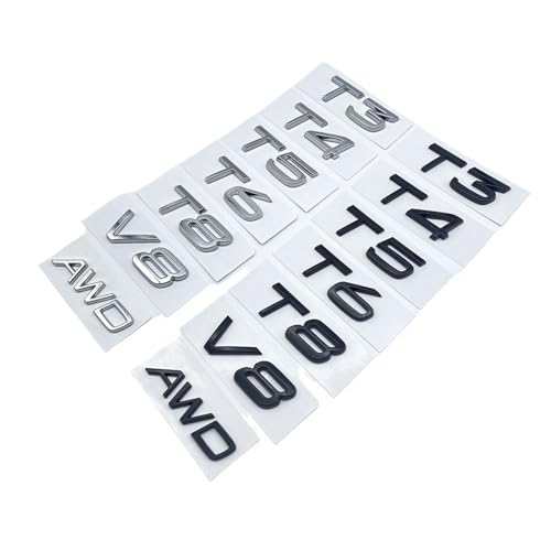 NIBOTT 3D AWD T3 T5 T6 T8 Logo Emblem Abzeichen Aufkleber Auto Aufkleber Fit for Volvo C30 V40 V60 S40 S60 XC60 XC90 XC40 S80 S90 S80L S60L Auto Styling (Color : Glossy Black, Size : T8) von NIBOTT
