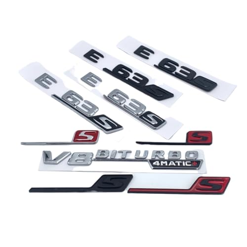 NIBOTT 3D Flache Schrift ABS E63 E63S V8 Biturbo 4Matic AMG Emblem Abzeichen Aufkleber Passend for Mercedes Benz W213 Auto Stamm Logo Aufkleber (Color : Matte Black, Size : V8 Biturbo 2pcs) von NIBOTT