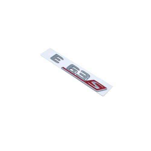 NIBOTT 3D Flache Schrift ABS E63 E63S V8 Biturbo 4Matic AMG Emblem Abzeichen Aufkleber Passend for Mercedes Benz W213 Auto Stamm Logo Aufkleber (Color : Silver, Size : E63) von NIBOTT