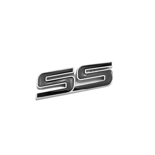 NIBOTT 3D Metall Schwarz Weiß Rot Logo SS Emblem Auto Abzeichen Stamm Aufkleber Fit for Chevrolet Fit for Camaro SS Aufkleber Zubehör (Color : Black) von NIBOTT