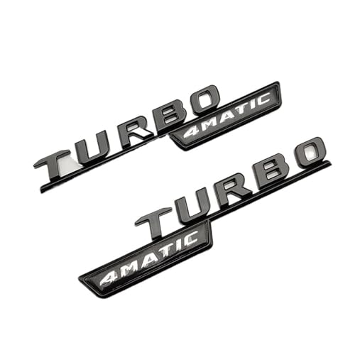 NIBOTT 3D Schwarze Chrom-Buchstaben for Auto-Logo-Aufkleber passend for Mercedes A45S AMG W177 Zubehör Turbo 4matic Emblem Heckkoffer-Abzeichen (Color : TB Black 2pcs) von NIBOTT